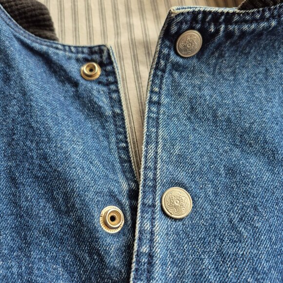 Vintage Molson Canadian Rocks Denim Bomber Coat Snap Front Jacket XL - Picture 5 of 15